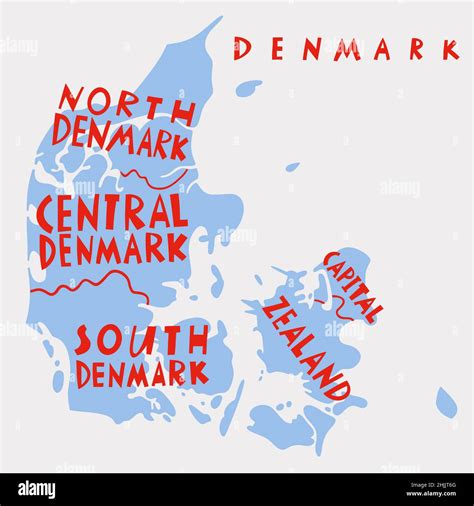 Vector Hand Drawn Stylized Map Of Denmark Regions Travel Illustration