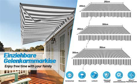 Gimisgu Tenda Da Sole Con Braccio Snodato 350x300cm Tenda Da Sole A