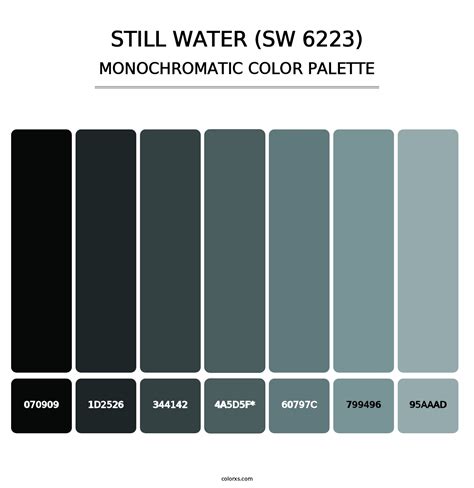 Sherwin Williams Still Water SW 6223 Paint Coordinating Colors And