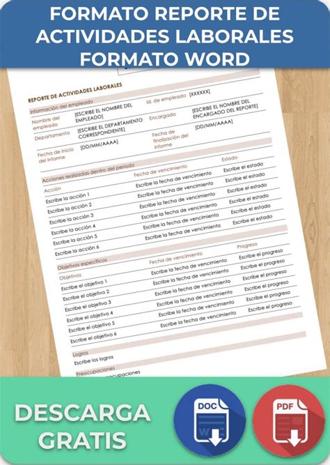 Reporte De Actividades Laborales Ejemplos Formatos Word Excel