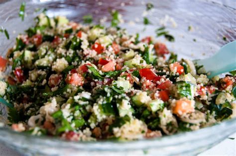 Traditional Arabian Dish Tabouleh Salad With Couscous Mint Stock