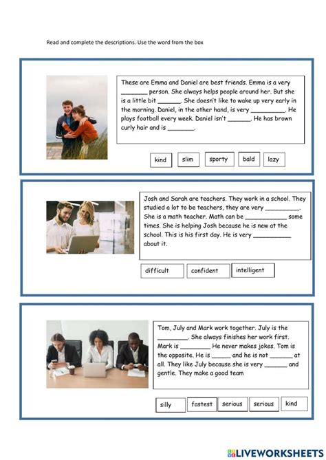 Describing appearance and personality worksheet – Artofit 