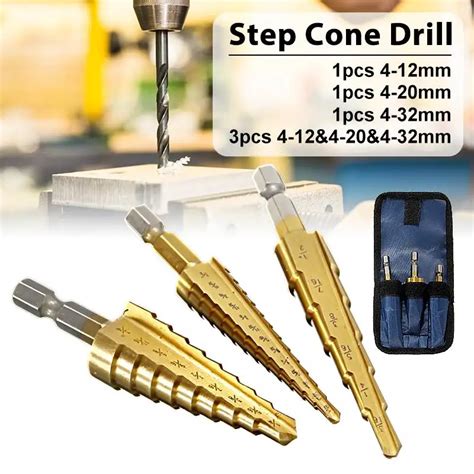 3pcs HSS Steel Step HSS Spiral Grooved Cone Drill Titanium Bit Set Hole