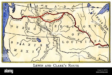 Lewis And Clark Route Louisiana Purchase Map