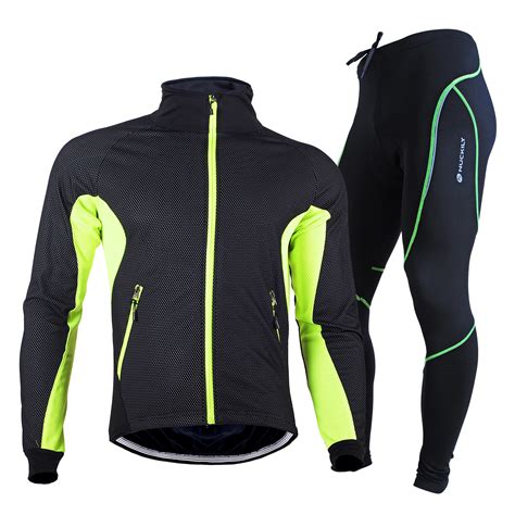 NUCKILY Mens Cycling Clothing Thermal Fleece Bike Jacket Set