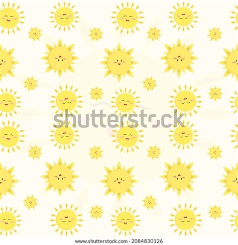 Cute Sun Seamless Pattern Flat Design Stock Vector Royalty Free