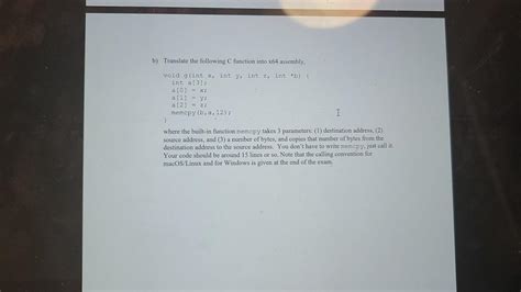 Solved B Translate The Following C Function Into X64