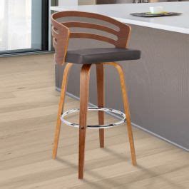 Jayden Mid Century Swivel Counter Height Barstool In Brown Faux