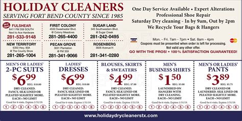 Dry Cleaning Coupons For Holiday Dry Cleaners