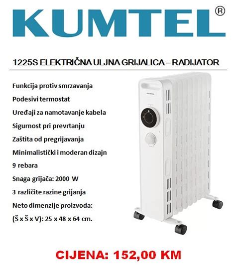 Električna grijalica uljni radijator 2000w Električne grijalice OLX ba