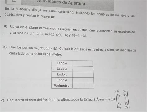 Solved Actividades De Apertura En Tu Cuaderno Dibuja Un Plano