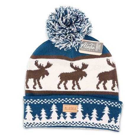 Tongass Trading Company Alaska Souvenirs Fashion Knit Hat Moose Trees