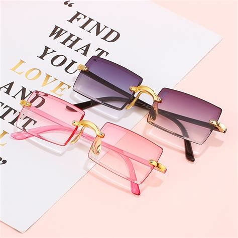 2680 New Style Frameless Cut Edge Square Gradient Ocean Sunglasses European American Fashion Ins