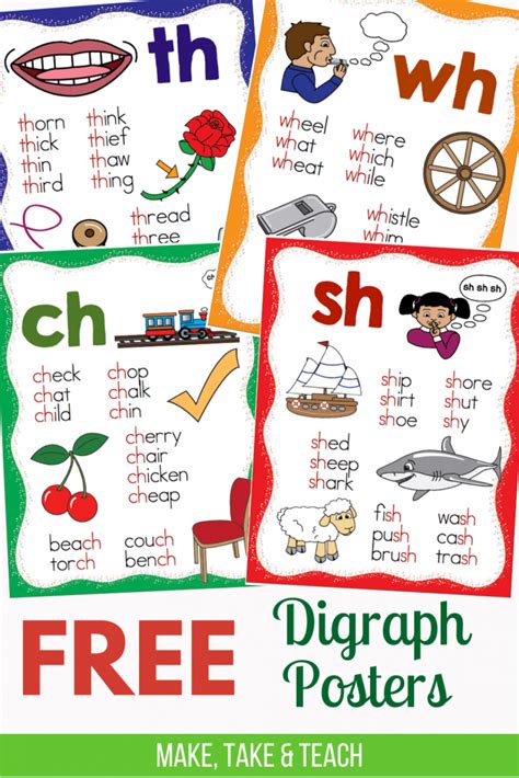 Free Consonant Digraphs Posters Make Take And Teach