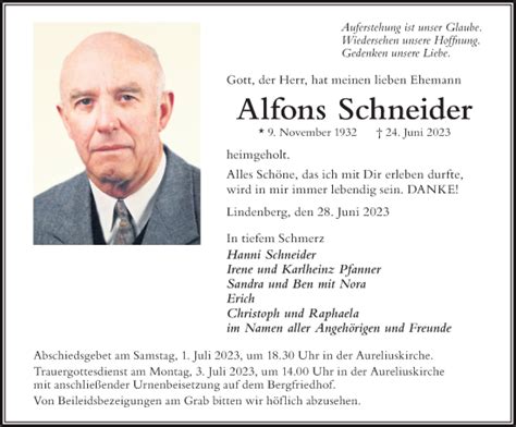 Traueranzeigen Von Alfons Schneider Allg Uer Zeitung