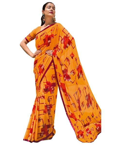 Party Wear Georgette Printed Saree 2620s342 6 M With Blouse Piece