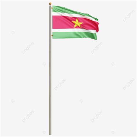 Bandera De Surinam Con Asta PNG Ondear La Bandera De Surinam Bandera