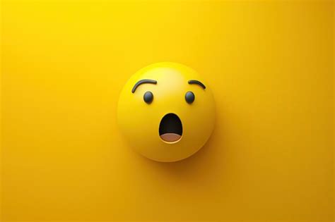 Surprised Emoji Isolated On Yellow Background Emoticon D Shocked Face