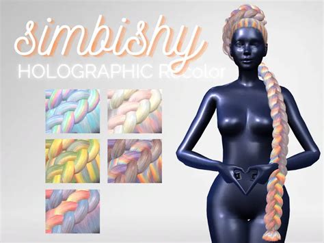 Holographic Rainbow Hair Recolor By Simbishy ~ The Sims Resource Sims 4 Hairs