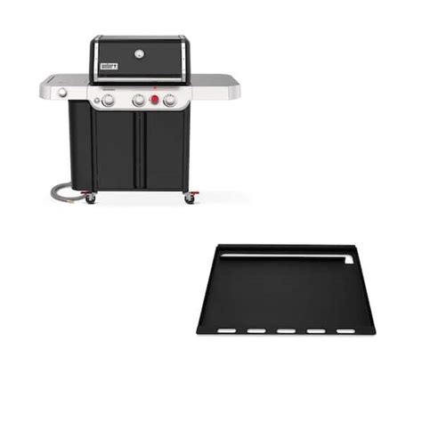 Weber Genesis E 335 3 Burner Natural Gas Grill In Black With Full Size Griddle Insert 1500724