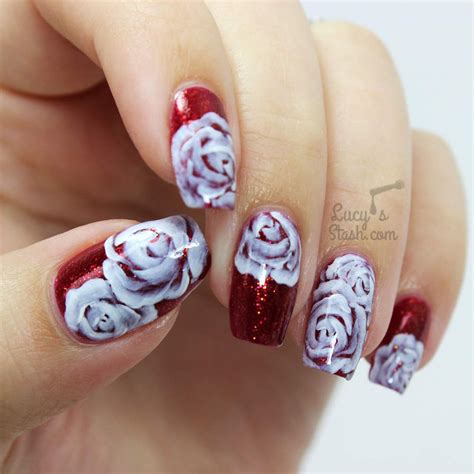 White Roses Nail Art Over Sparitual Artisan Rose Nail Art