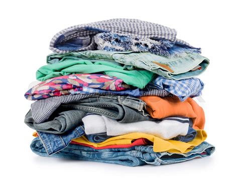 Pile Of Clothing Isolated On White Stock Image Colourbox