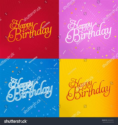 Stylish Text Happy Birthday Message Greeting Card Vector Design Set