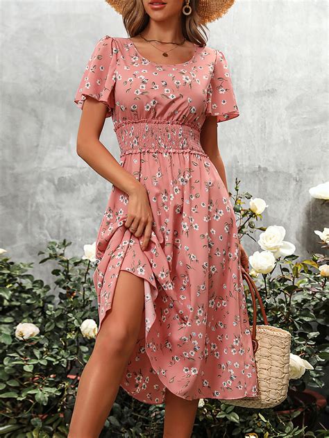 Shein Vcay Ditsy Floral Print Butterfly Sleeve Dress Shein Usa