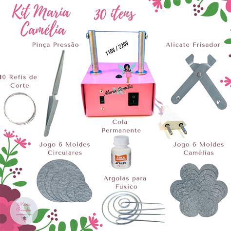 Kit Maquina Cortar Fita Fuxico Flores 30 Itens Promoção Mes