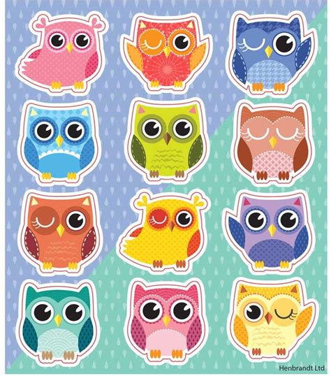 Fun Stickers Stickers Owls 10x115cm 12pcs Per Card Wholesale