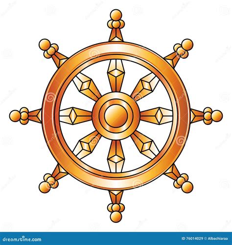 Roue Dor De Dharma Symbole De Religion De Bouddhisme Illustration De