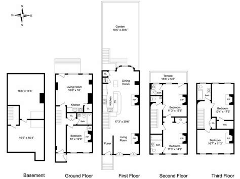 Brownstone Row House Floor Plans