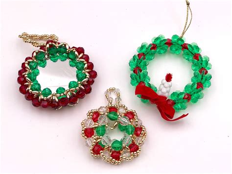 Vintage Beaded Christmas Ornaments Set Of Three 1970s Beaded Christmas