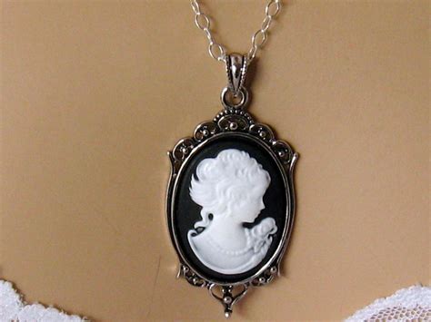 Black Cameo Victorian Woman Black Cameo Necklace Mothers Day