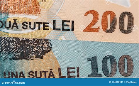 Romanian Lei Currency Banknote Ron Money European Currency Stock Image