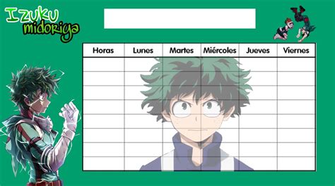 Horario Personalizado De Izuku Midoria Deku Libro De Manualidades