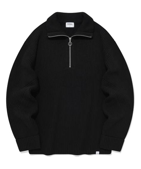 MUSINSA COVERNAT Lambswool Half Zip Up Knit Black