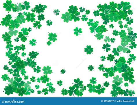 St Patrick S Day Background Template With Falling Clover Leaves Stock