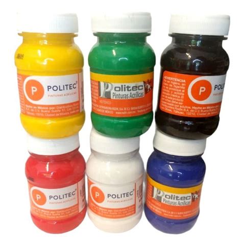 Pinturas Acrilica Politec Ml Colores Primarios Piezas En Venta En