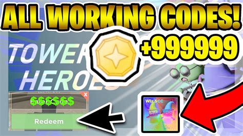 All New Secret Working Codes In Tower Heroes 2020 Roblox Youtube