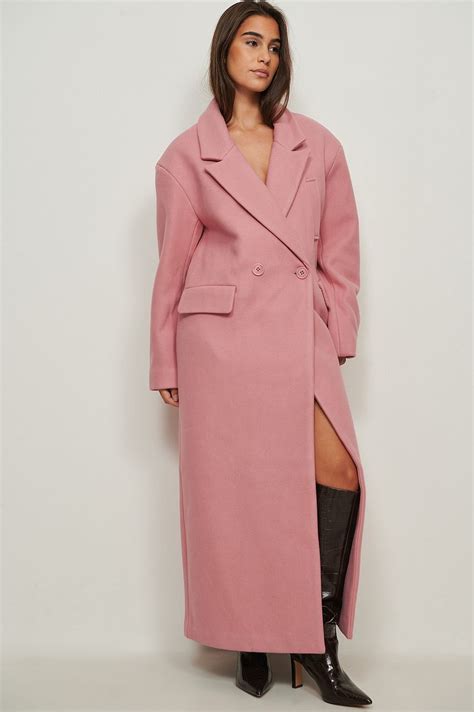 Big Shoulders Oversized Wool Blend Coat Pink Na