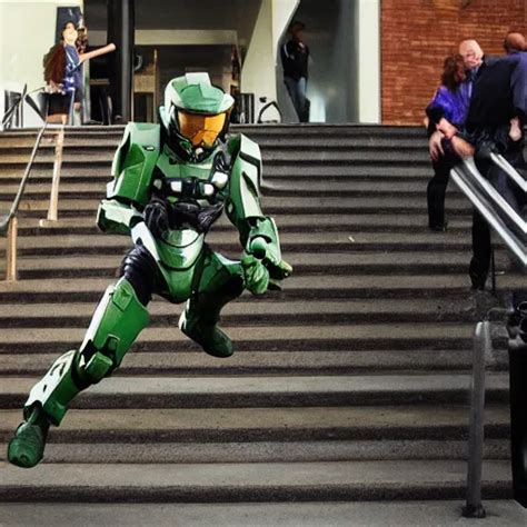 Master Chief Falling Down A Flight Of Stairs Stable Diffusion Openart