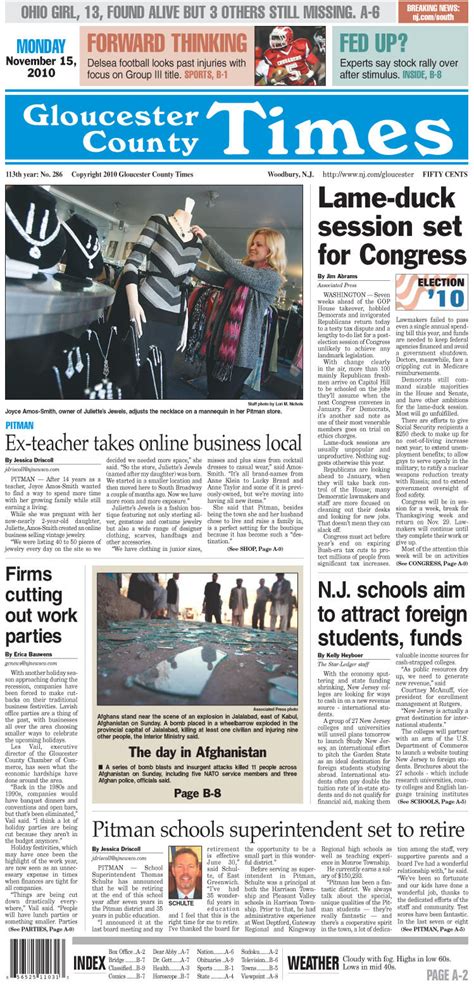 Gloucester County Times front page for Monday, November 15 - nj.com