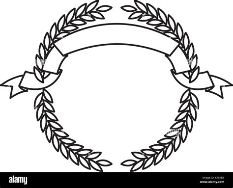 Monochrome Olive Branches Forming A Circle With Ribbon On Top Stock