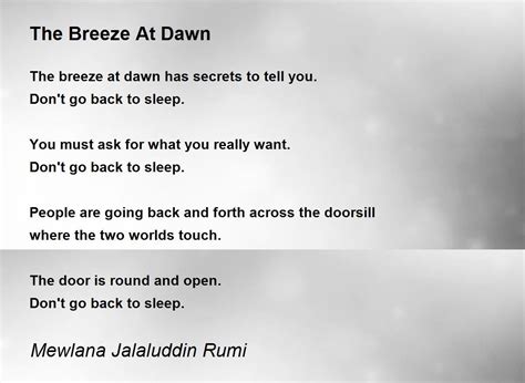 The Breeze At Dawn Poem By Mewlana Jalaluddin Rumi Poem Hunter