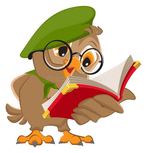 Owl Reading Book Scout Stock Vector Illustration Of Isolated