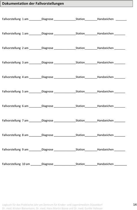 Logbuch F R Das Praktische Jahr Am Zentrum F R Kinder Und Jugendmedizin