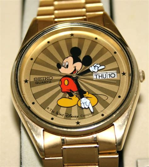 Seiko Mickey Mouse Watch Disney Men S Day Date Star Burst Watch Retired