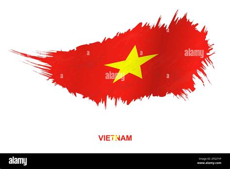 Flag Of Vietnam In Grunge Style With Waving Effect Vector Grunge Brush