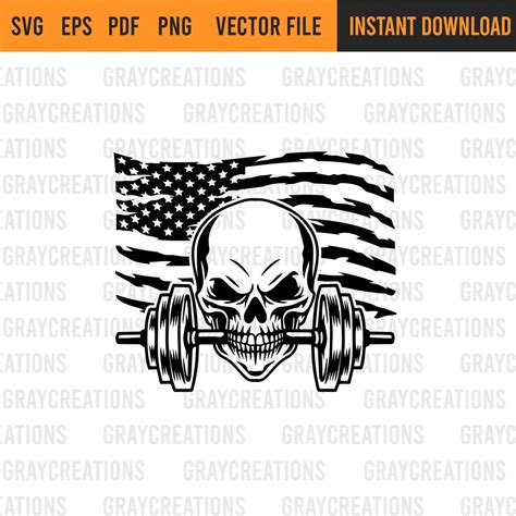 Us Skull Dumbbells Svg Skull Fitness Svg Barbells Svg Fitness Gym Skull Dumbbells Clip